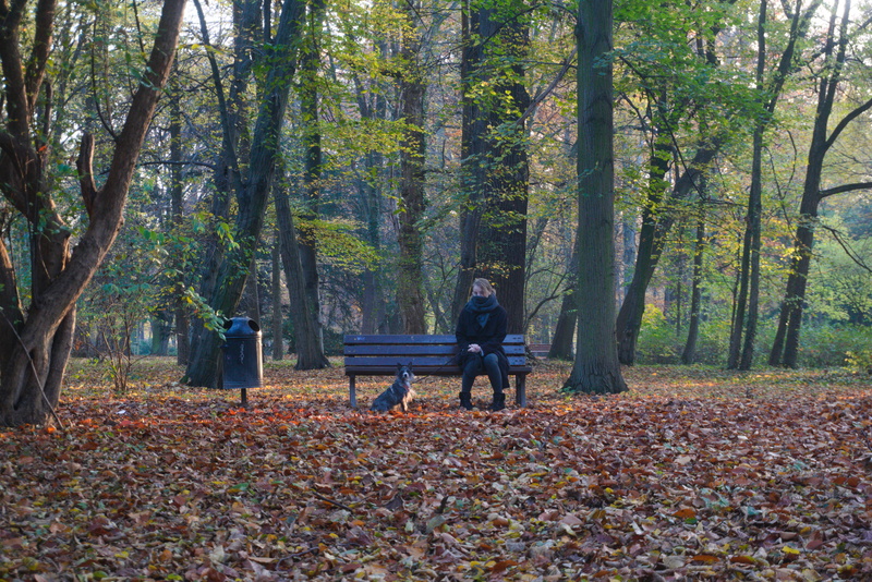 My wife and Dafne in a park; Wrocław.