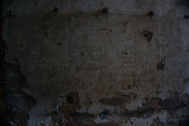 Text engraved in a castle wall; Öland.